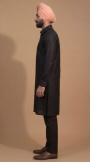 Classic Midnight Black Kurta Pajama Set - Image 3